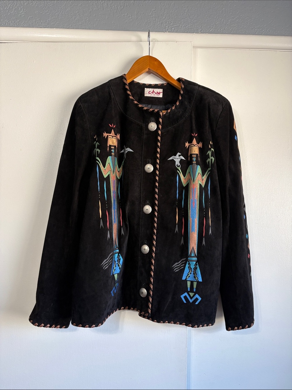 Char Santa Fe USA Collectors Edition Suede Leather Hand-Painted Western Jacket